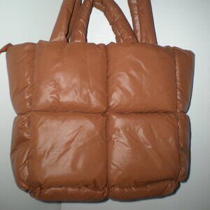 Brown Puffer Tote Bag Puffy Handbag Shoulder Bag